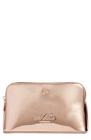 Ted Baker London Lindsay Metallic Cosmetics Case, Size One Size - Rose Gold