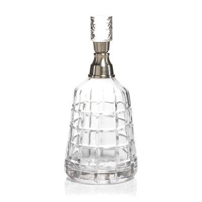 Zodax 9 in. Tall Porto Glass Decanter with Column Stopper