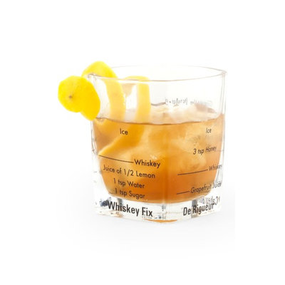 Kikkerland Design Bartending Tumbler Glass With 4 Drink Recipes - 8 Ounces
