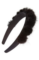 Tasha Genuine Mink Pom Headband, Size One Size - Black