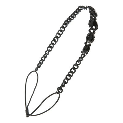Tasha Crystal Chain Head Wrap, Size One Size - Black