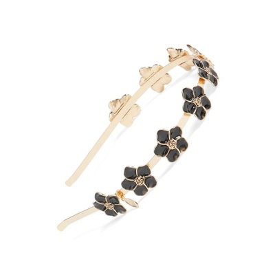 Tasha Enamel Floral Headband, Size One Size - Black
