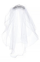 Lauren Marie Imitation Pearl Crown & Veil, Size One Size - White