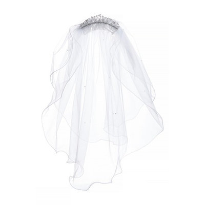 Lauren Marie Imitation Pearl Crown & Veil, Size One Size - White