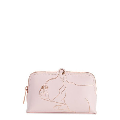 Ted Baker Elmida French Bulldog Makeup Bag, Pale Rink/Rose Gold