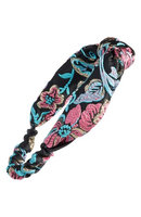 Berry Knotted Brocade Head Wrap, Size One Size - Black