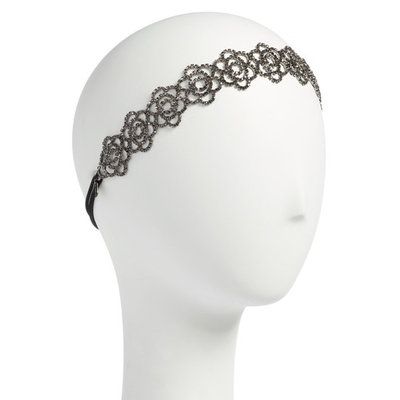 Tasha Botanical Crystal Head Wrap, Size One Size - Black
