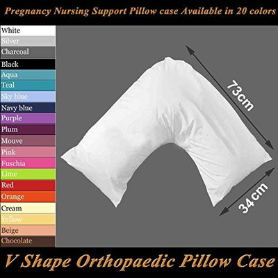 Polycotton Back & Neck Support V Shaped Orthopedic Nursing Pillow Case