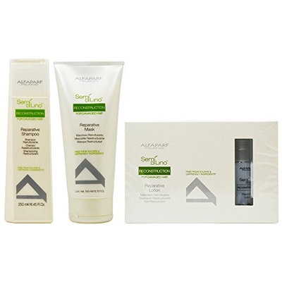 Alfaparf Semi Di Lino Reconstruction Reparative Shampoo 8.45oz & Mask 6.76oz & Lotion 6x13ml