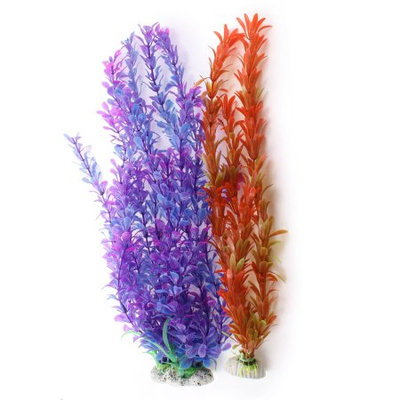 2pcs Fish Bowl Assorted Colors Simulated Water Aquatic Plants 15