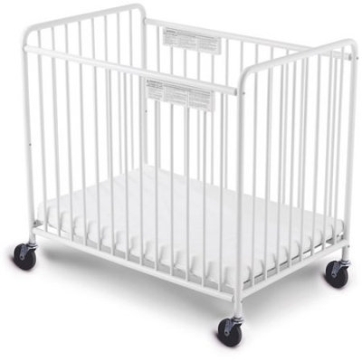 Foundations Compact Little Dreamer EasyRoll Slatted Fixed-Side Non-Folding Crib, White