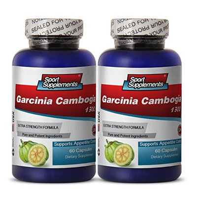 PURE GARCINIA CAMBOGIA PREMIUM EXTRACT 1300 - Fat burner pills for weight loss - 2 Bottles 120 Capsules
