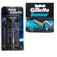 Gillette Sensor3 Razor Handle + Sensor Refill Blades, 5 Count