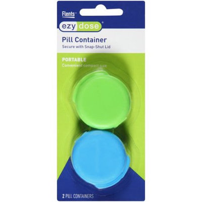 Ezy Dose Portable Compact Size Daily Pill Containers Secure with Snap-shut Lids - 2 Per Pack (Colors Will Vary)