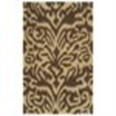 3.25' x 5.25' Animal Scroll Khaki and Brown Hand Woven Wool Area Throw Rug