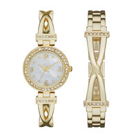 Ladies Gold Bracelet Watch Set