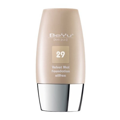 BeYu Velvet Mat Oil Free Foundation Light Khaki 1 Fl Oz, Soft Porcelain