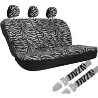 Oxgord 8-Piece Velour Zebra Striped Animal Print Low Back Rear Bench Car Seat Cover