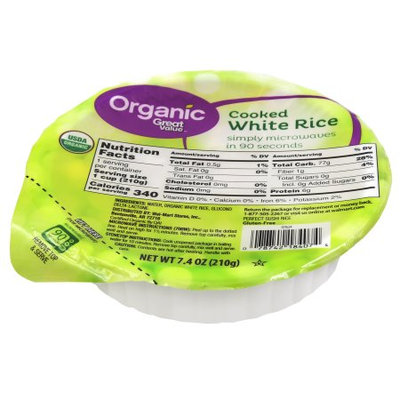 Wal-mart Store, Inc. Great Value Organics Cooked White Rice, 7.4 oz