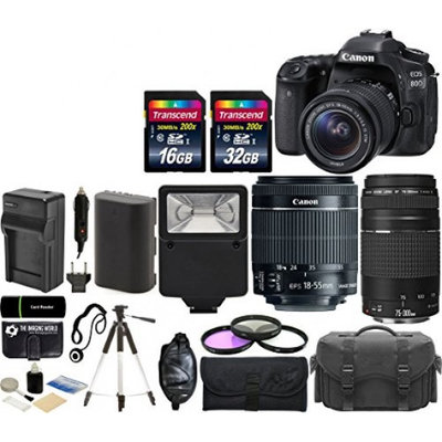 Canon EOS 80D 24.2MP Wi Fi Digital SLR Camera with 18 55mm IS STM Canon EF 75 300mm III Lens 32G
