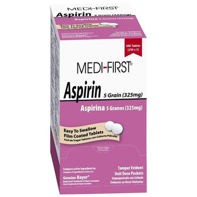 Medi-First Pain Relief Aspirin 325mg, 5 Boxes ( 2500 tablets ) MS-71215