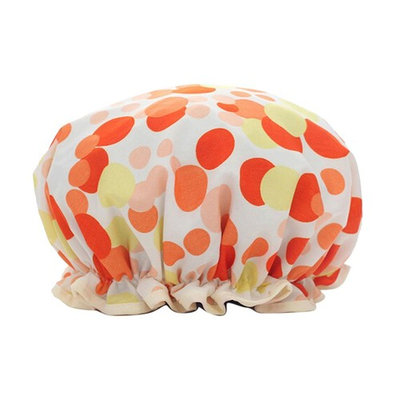 Women Shower Cap,Waterproof Polka Dot Double Layer Elastic Bathing Cap