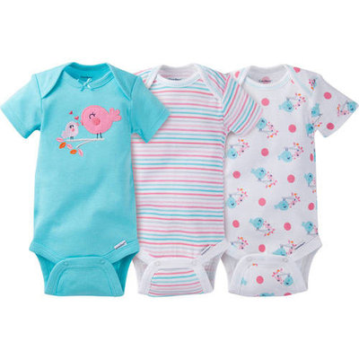 born Baby Girl Onesies Bodysuits Assorted, 3-Pack