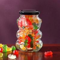 Luxury Gourmet Sweets Teddy Bear Glass Gift Jar with Gummy Bears