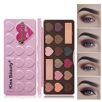 KISS BEAUTY 16 Color Lover Heart Eyeshadow Palette Pearlized +Matte Make Up Palettes Highly Pigmented Long Lasting Waterproof Eyeshadow Make Up Great gift For Girls