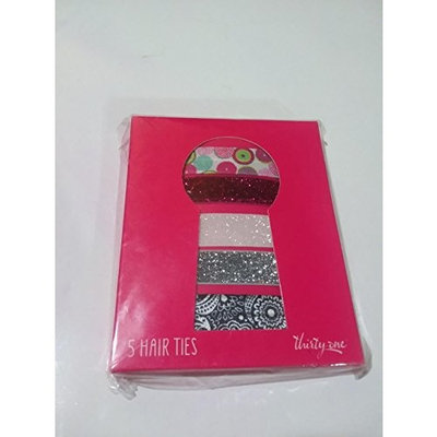 Set of five hair ties by Thirty One - glitter, paisley, pink