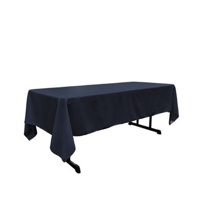 LA Linen TCpop60x144-NavyP72 Polyester Poplin Rectangular Tablecloth Navy Blue - 60 x 144 in.