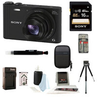 Sony DSC-WX350/B 18 MP Digital Camera (Black) Gadget Kit