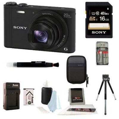 Sony DSC-WX350/B 18 MP Digital Camera (Black) Gadget Kit