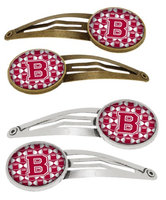 Letter B Football Crimson, grey and white Set of 4 Barrettes Hair Clips CJ1065-BHCS4
