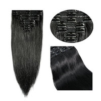 Double Weft 100% Remy Human Hair Clip in Extensions 14''-22'' Grade 7A Quality Full Head Thick Long Soft Silky Straight 8pcs 18clips for Women Fashion (16