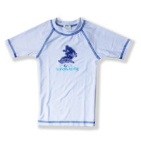 Azul Swimwear Azul Unisex Little Kids White Short Sleeve Solid UPF 50+ Rash Guard 4/5
