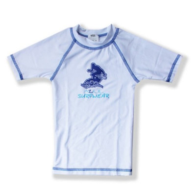 Azul Swimwear Azul Unisex Little Kids White Short Sleeve Solid UPF 50+ Rash Guard 4/5