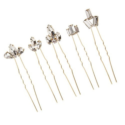 Baoblaze 5 Pieces Wedding Bridal Hair Pins Bling Girls Clear Crystal Rhinestones Headpiece