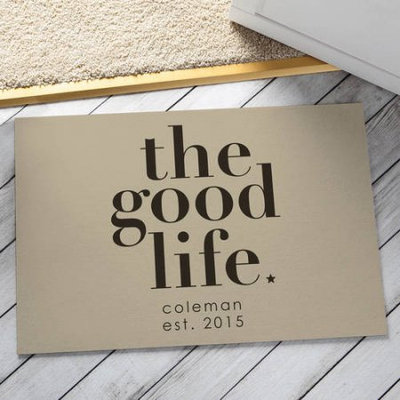 Personalized The Good Life Doormat, Cream