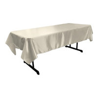 LA Linen Bridal Satin Rectangular Tablecloth, 60 by 102-Inch, White
