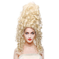 STfantasy Tall Beehive Wig Blonde Curl Kinky Long for Women Costume Party Hairpiece 25