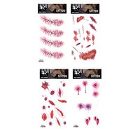 Spestyle waterproof and non toxic tattoo 4pcs mixes Halloween fake temp tattoo stickers in a packages,including scars and blood tattoo stickers.