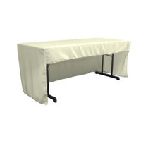 LA Linen TCpop-OB-fit-72x30x30-IvoryP25 1.95 lbs Open Back Polyester Poplin Fitted Tablecloth Ivory