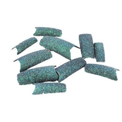 HotEnergy 10pcs Acrylic Mix Color Glitter Sparkle Slice French False Nail Art Tips Design (Dark Green)