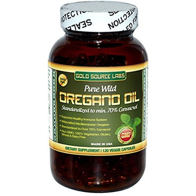 100% Pure, Wild Oregano Oil - 120 Liquid Veggie Capsules - Standardized Extract with 32 mg of Carvacrol (over 70%), by Gold Source Labs