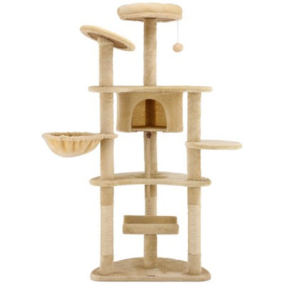 Ollieroo Cat Tree Furniture Tower Climbling Activity Tree Scratcher Play House Condo Hammock with Scratching Post and Toys 60