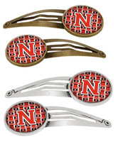 Letter N Football Scarlet and Grey Set of 4 Barrettes Hair Clips CJ1067-NHCS4