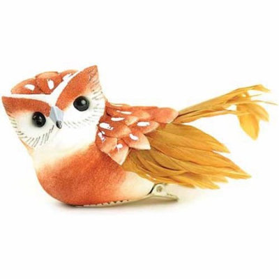 Touch of Nature 1-Piece Small Feather Owl on Clip for Arts and Crafts, 3-Inch, Brown/Red