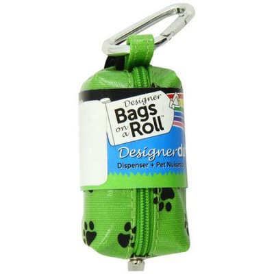 Digpet Doggie Walk Bags Designer Duffle - Green Paw - Green/Rainforest - 1 Roll