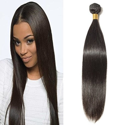 100% Human Hair Bundles Straight Unprocessed Virgin Brazilian Remy Human Hair Extensions #1B,Natural Black(12